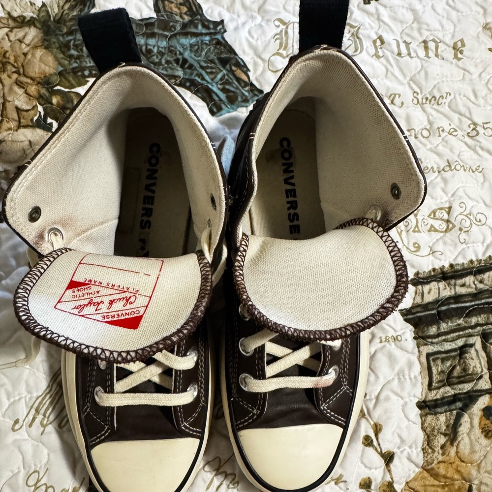 Converse Dark Brown Leather Platform Sneakers - image 5